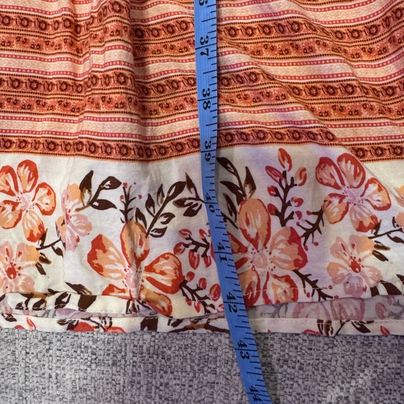R. Vivimos Bohemian Peach Floral V-Neck Button Down Midi Summer Dress Sz S 4/6 - Picture 13 of 16
